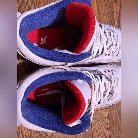 Nike Air Jordan 3 Retro OG "True Blue" in white leather Size 13 - Picture 3 of 11